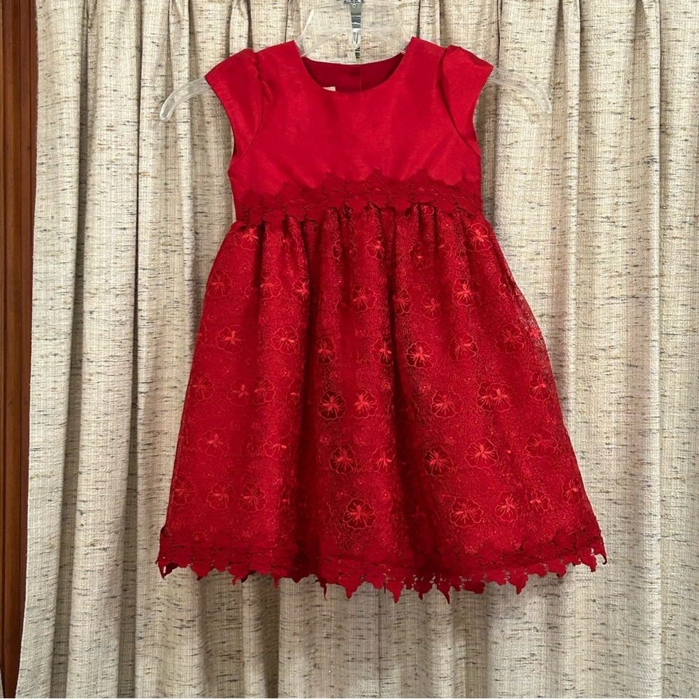 Laura Ashley London Red Lace Overlay Dress